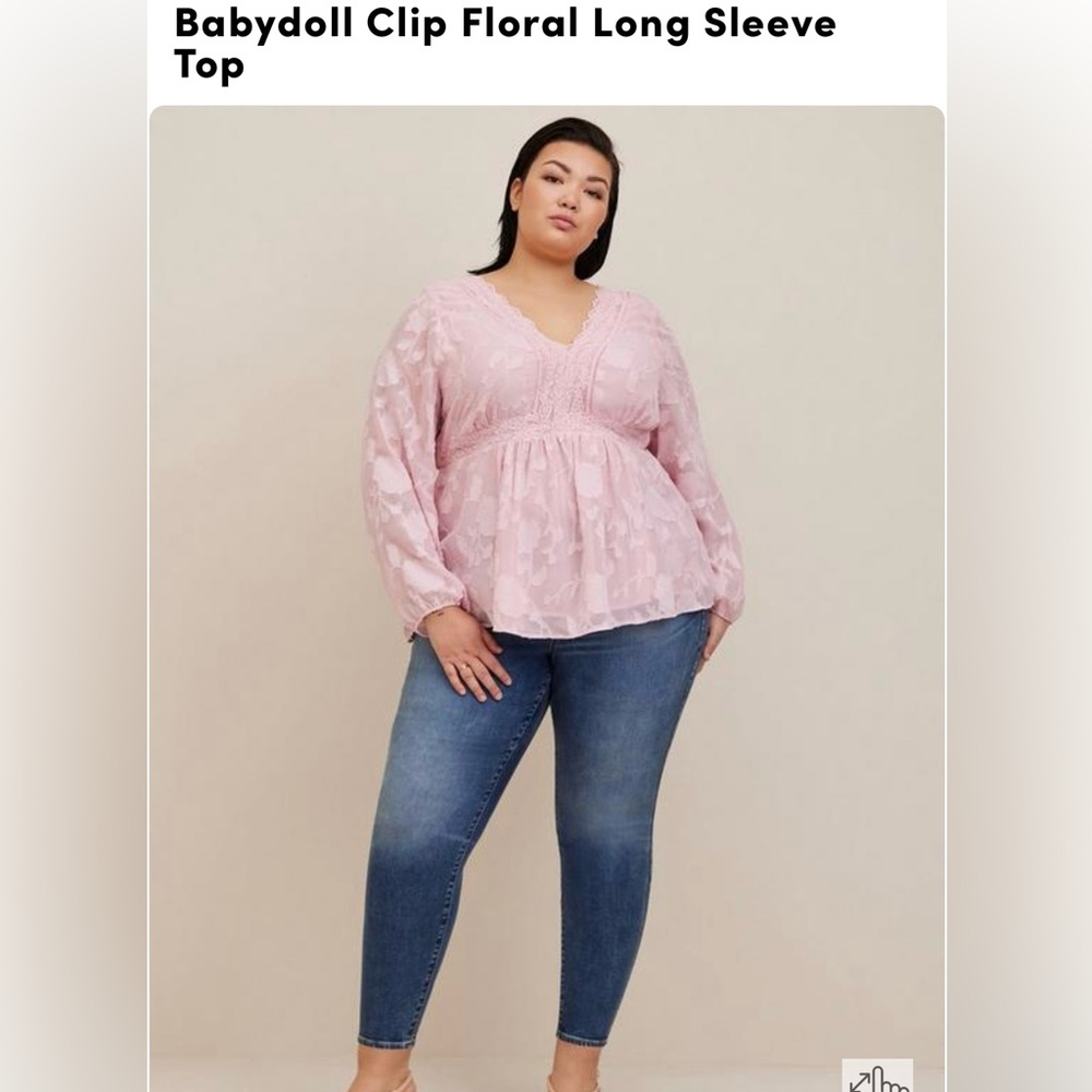 Babydoll Clip Floral Long Sleeve Top